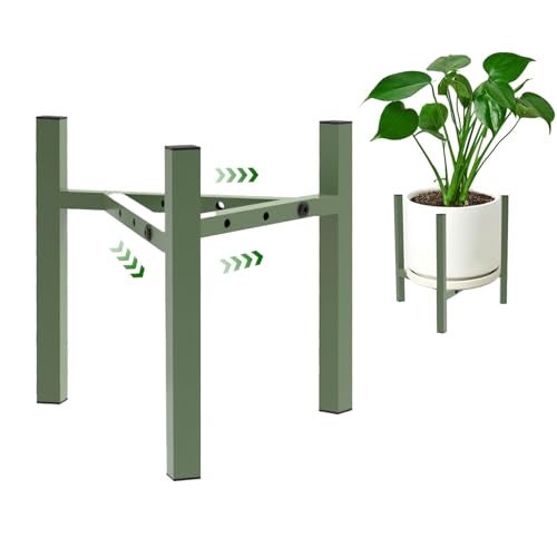 Airpark Aripark Plant Stand Indoor Adjustable, Metal Modern Small Plant Stands, Heavy Duty Stable Plant Pot Flower Holder Indoor Outdoor Corner, Fit 8 9 10 11 12 inch Pots, Green (Pot & Plant Not Included) - Image 1
