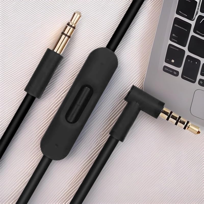 WGHWQ 3.5mm Replacement Audio Cable for Beats Headphones - Compatible with Solo Pro/Studio/Executive/Mixr, Detox & Pill - in-Line Mic & Volume Control (Black) - Image 4