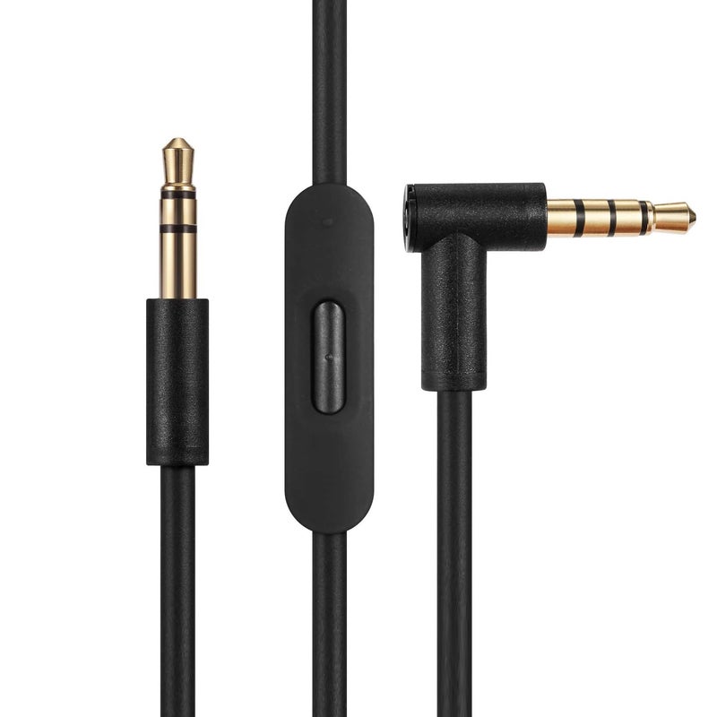 WGHWQ 3.5mm Replacement Audio Cable for Beats Headphones - Compatible with Solo Pro/Studio/Executive/Mixr, Detox & Pill - in-Line Mic & Volume Control (Black) - Image 1