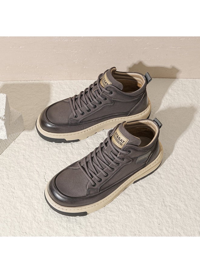 St&Sat Saay Men's Thick-soled Comfortable Retro Versatile Shock-absorbing Height-increasing Durable Lightweight Casual Shoes Dark Gray Size 41 - Image 3
