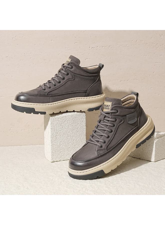 St&Sat Saay Men's Thick-soled Comfortable Retro Versatile Shock-absorbing Height-increasing Durable Lightweight Casual Shoes Dark Gray Size 41 - Image 2