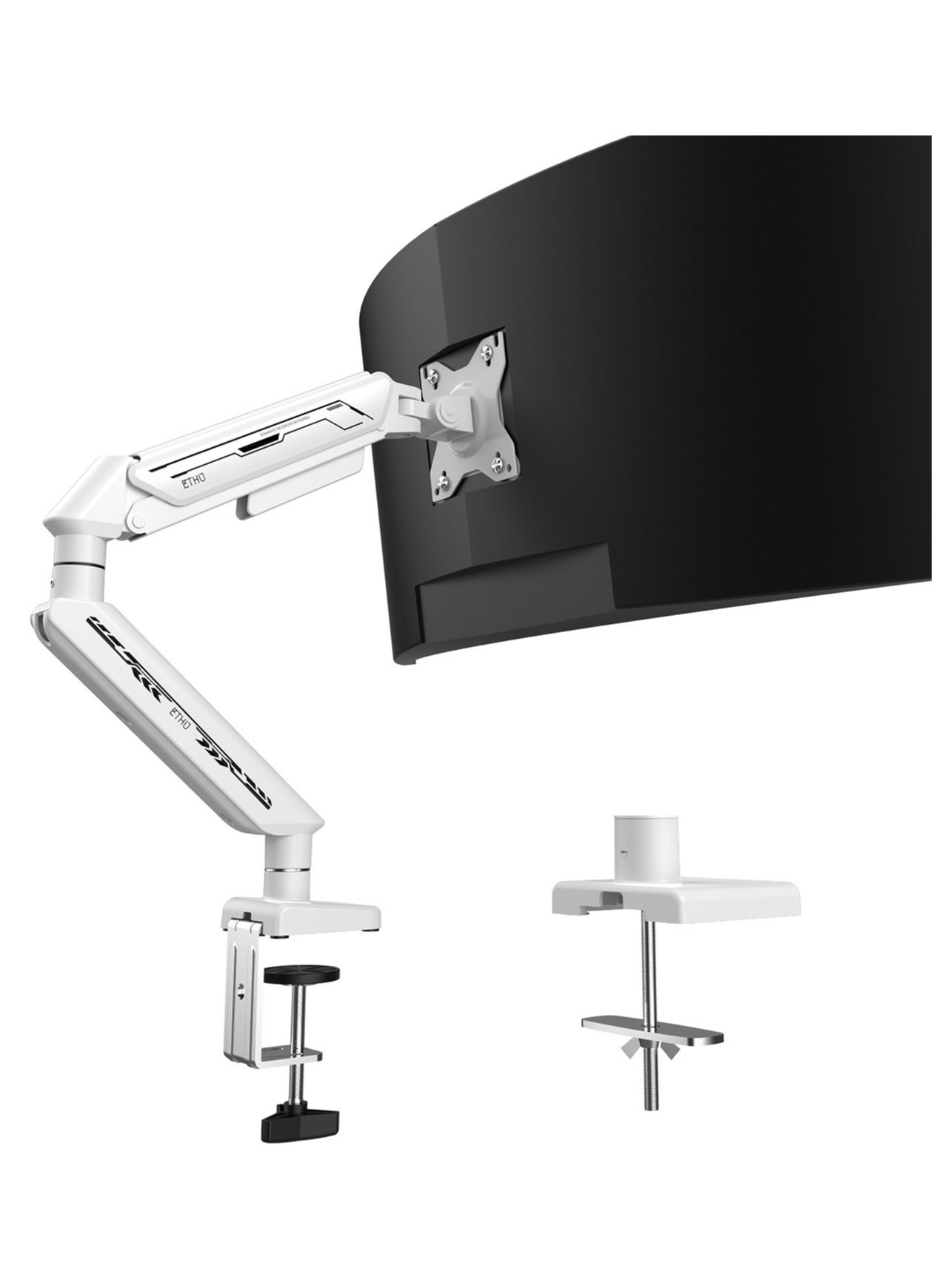 ETHU Single Monitor Arm, Adjustable Gas Spring Monitor Stand for 13-32 inch Monitor up to 9kg, Full Motion Computer Monitor Mount, LED/LCD Display Arm with VESA Pattern 75x75/100x100 Single Arm White