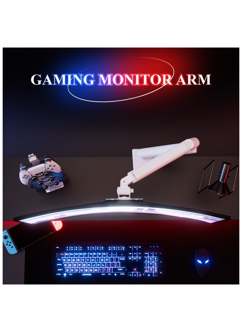 ETHU ETHU Single Monitor Arm, Adjustable Gas Spring Monitor Stand for 13-32 inch Monitor up to 9kg, Full Motion Computer Monitor Mount, LED/LCD Display Arm with VESA Pattern 75x75/100x100 Single Arm White  - Image 5