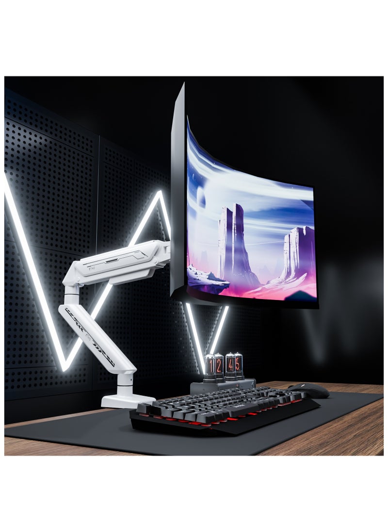 ETHU Single Monitor Arm, Adjustable Gas Spring Monitor Stand for 13-32 inch Monitor up to 9kg, Full Motion Computer Monitor Mount, LED/LCD Display Arm with VESA Pattern 75x75/100x100 Single Arm White