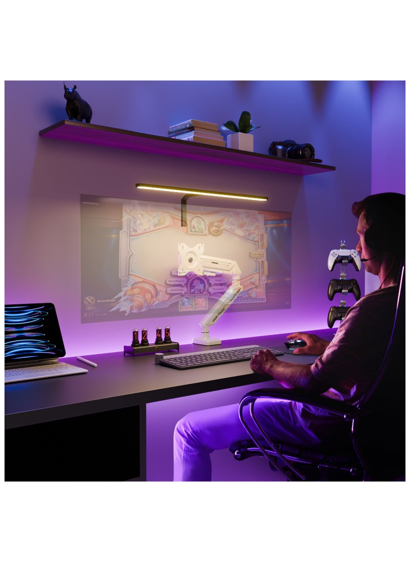 ETHU Single Monitor Arm, Adjustable Gas Spring Monitor Stand for 13-32 inch Monitor up to 9kg, Full Motion Computer Monitor Mount, LED/LCD Display Arm with VESA Pattern 75x75/100x100 Single Arm White