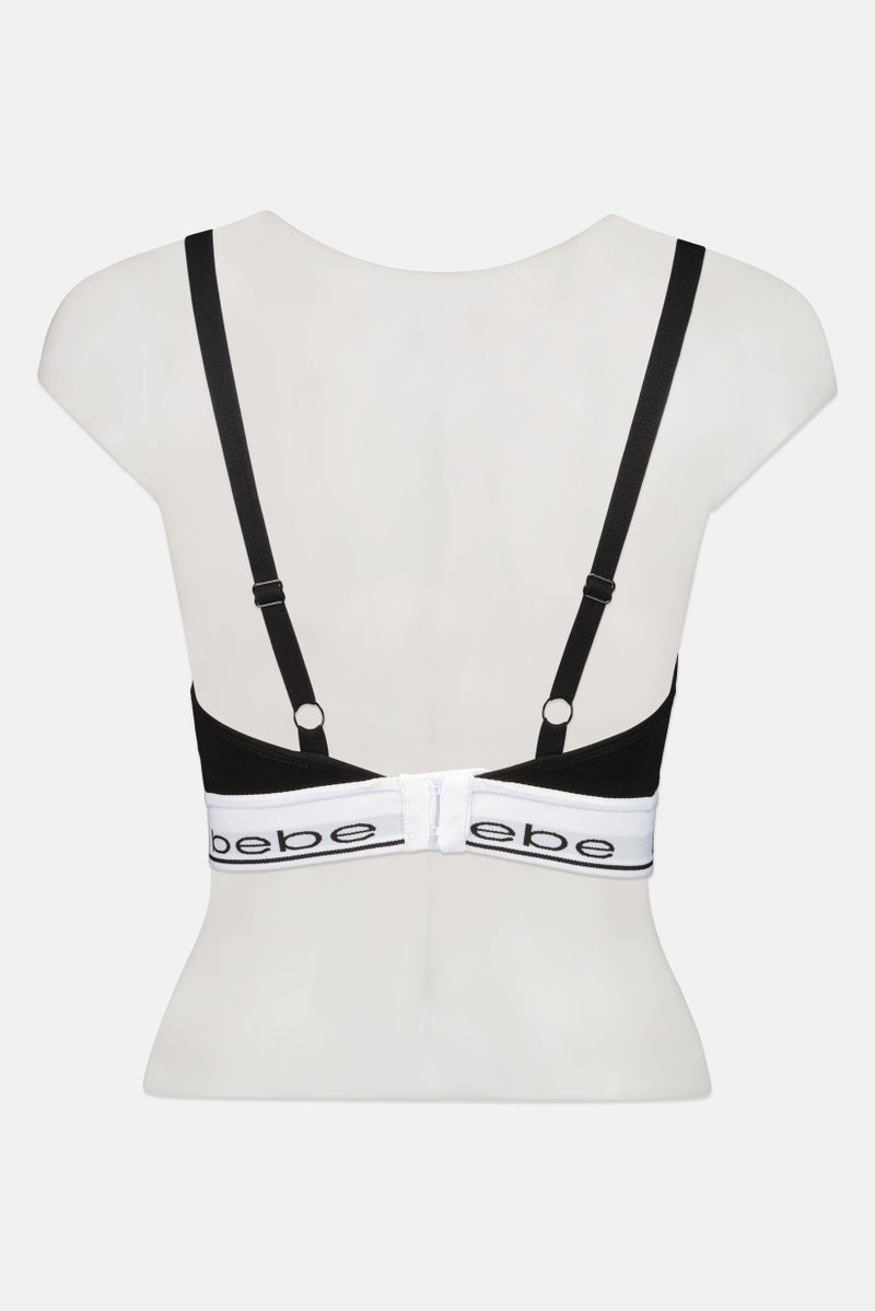 bebe Women Brand Logo Padded Bralette, Black - Image 3