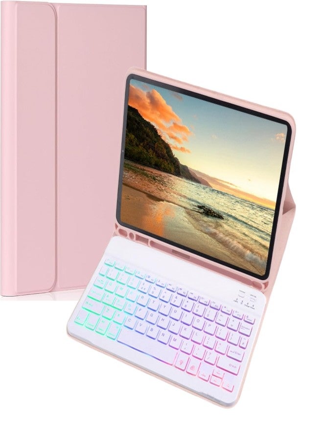 NUWONAYA Keyboard Case for iPad Air 13 inch M3 (2025)/M2 (2024), iPad Pro 12.9 inch (3/4/5/6th Gen), Slim 7 Color Rainbow Backlight Detachable Magnetic Keyboard Cover with Pencil Holder,Pink - Image 1