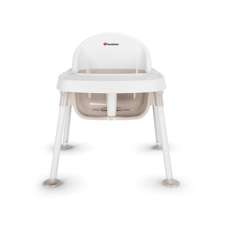 Foundations Secure Sitter 9 Feeding Chair Stable No Tip Feet 3Point Adjustable Harness Removable Tray Easy to Clean Smooth Plastic WhiteTan - Image 4