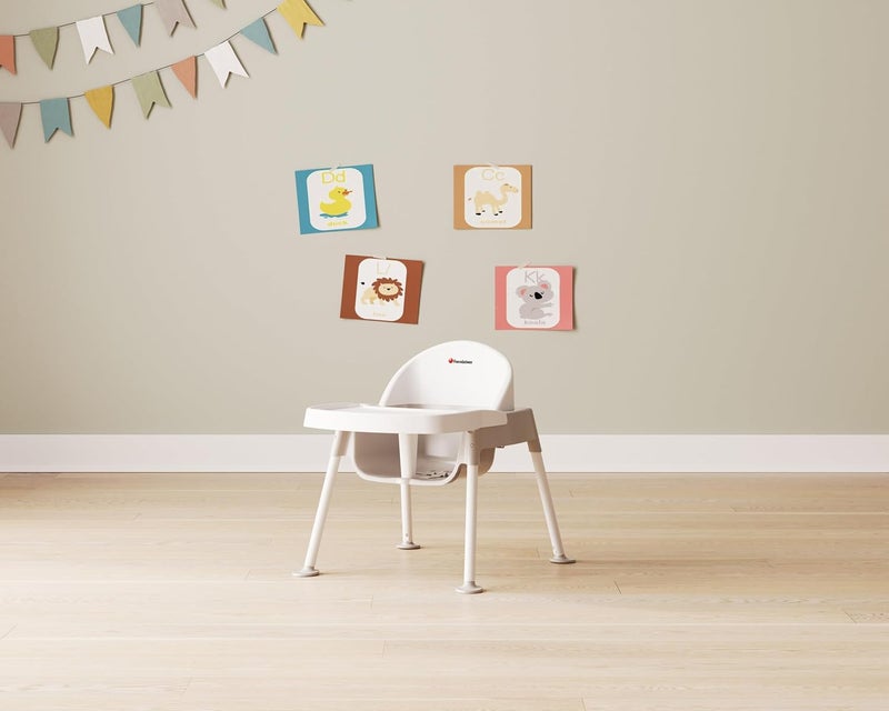 Foundations Secure Sitter 9 Feeding Chair Stable No Tip Feet 3Point Adjustable Harness Removable Tray Easy to Clean Smooth Plastic WhiteTan - Image 2