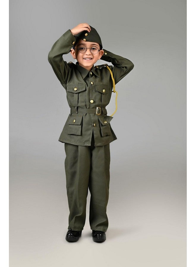 BookMyCostume Subhash Chandra Bose Freedom Fighter Kids Fancy Dress Costume - Green 8-9 years - Image 3