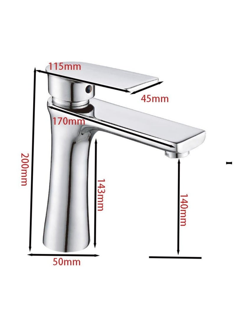 Hot and cold bathroom sink mixer made of zinc alloy anti rust  chrome color  with 60 cm water hoses - Image 2