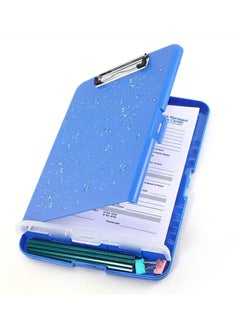 Generic Clipboard With Storage, A4 Clipboard Folder With Pen Holder, Waterproof Document Case, Ideal For Office And School, Blue  - Image 1