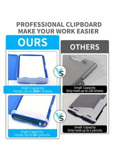 Generic Clipboard With Storage, A4 Clipboard Folder With Pen Holder, Waterproof Document Case, Ideal For Office And School, Blue  - Image 3