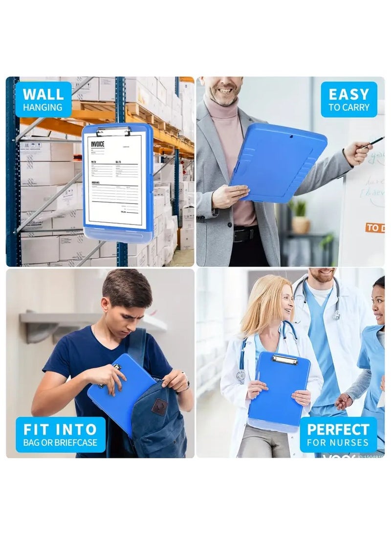 Generic - Clipboard With Storage, A4 Clipboard Folder With Pen Holder, Waterproof Document Case, Ideal For Office And School, Blue - Image 1