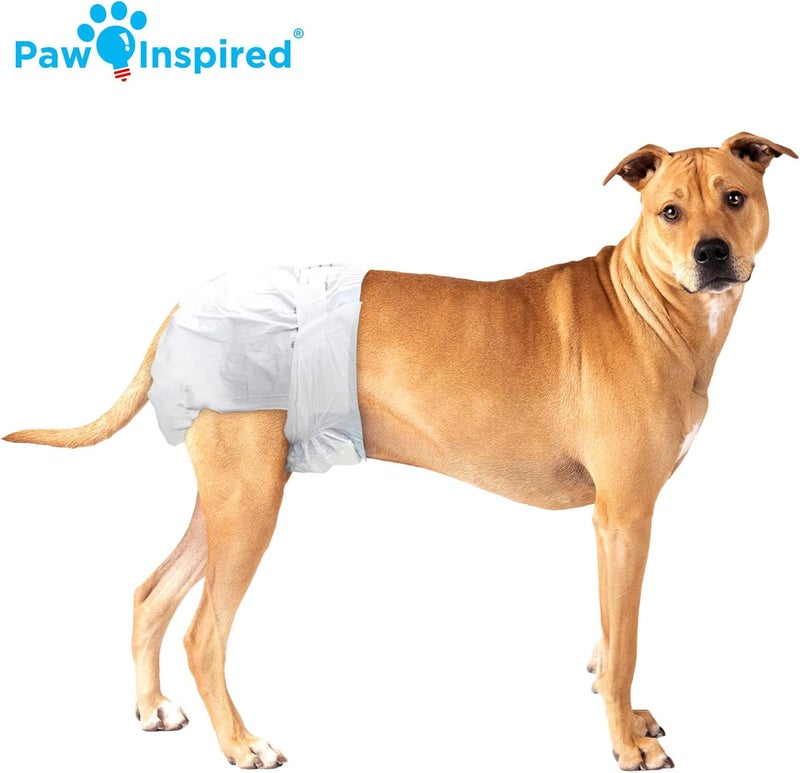 Paw Inspired مناديل صحية للكلاب قابلة للتخلص من ماركة Paw Inspired، سعة 32 قطعة | مناديل صحية للكلاب الإناث بحماية فائقة | مناسبة للكلاب في فترة الحرارة، أو التي تعاني من مشاكل في التبول أو عدم القدرة على التحكم في التبول (متوسطة الحجم +) - Image 4