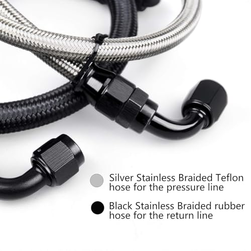 ZHSYMX 25Inch AN6 Power Steering Pump Hose Kit Compatible with Chevy C10 Connects GM Type II Power Steering Pump - Image 3