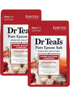 Dr Teals Warm Autumn Comfort Pure Epsom Salt Soak 3 lbs Each  2 Pack of Limited Edition Fall Scent Autumn