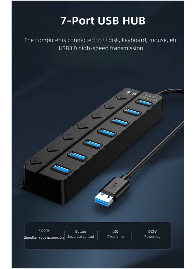 7 Port Switch Hub3.0 Docking Station, One To Seven Docking Station, Laptop Socket Hub  - Image 1