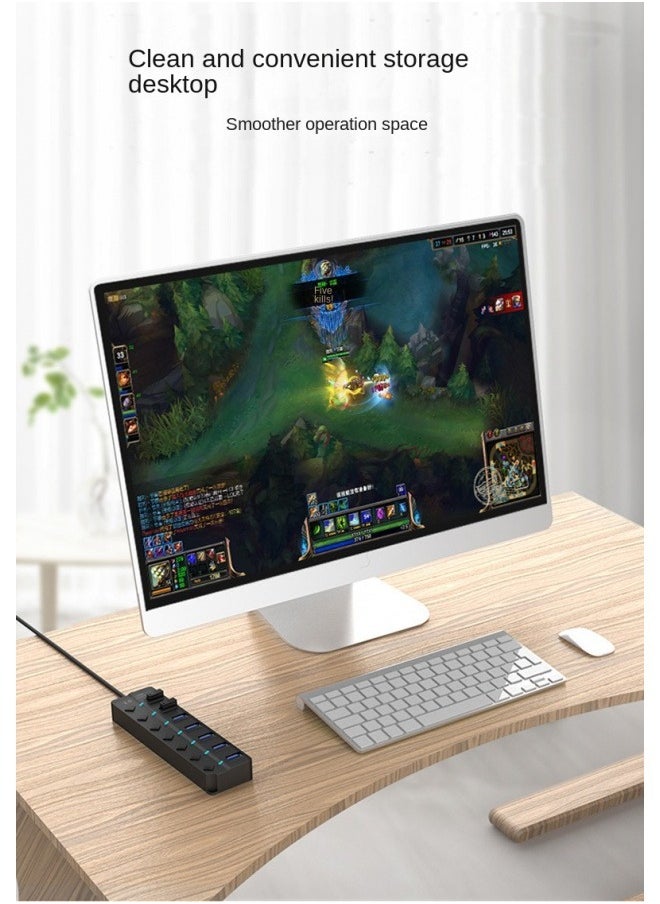 7 Port Switch Hub3.0 Docking Station, One To Seven Docking Station, Laptop Socket Hub