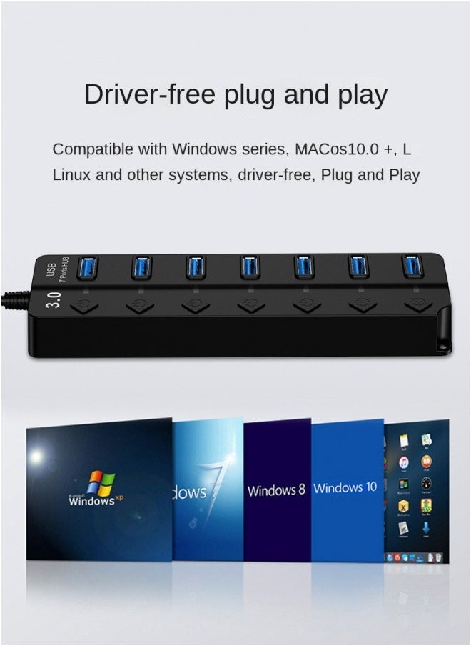 7 Port Switch Hub3.0 Docking Station, One To Seven Docking Station, Laptop Socket Hub
