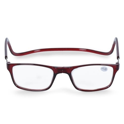 AEC OGFlex Unisex Magnetic Front Connect Reading Glasses +1.50 Power Adjustable Full Rim Dual-Tone Frame Stylish Eyewear with Soft Sleeve Case for Men & Women (Brown) - Image 2