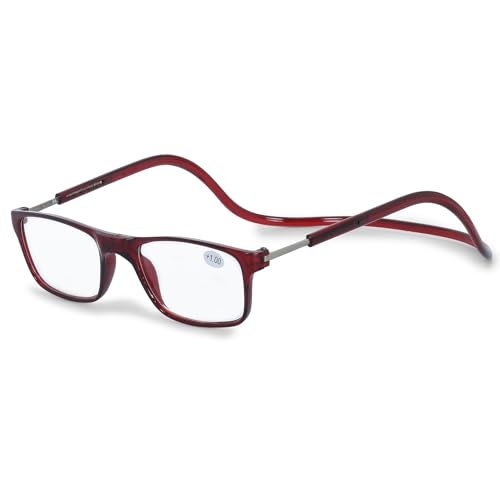 AEC OGFlex Unisex Magnetic Front Connect Reading Glasses +1.50 Power Adjustable Full Rim Dual-Tone Frame Stylish Eyewear with Soft Sleeve Case for Men & Women (Brown) - Image 1