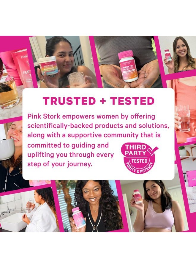 Pink Stork جواهر الشعر بعد الولادة - البيوتين مع فيتامين E، حمض البانتوثينيك، B6 و B12 لشعر وبشرة وأظافر جميلة وقوية - أساسيات ما بعد الولادة للأمهات الجدد - 60 حبة جيلاتينية - Image 4