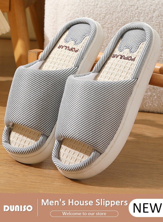 DUNISO نعال منزلية من الإسفنج الذكي، نعال منزلية لغرفة النوم بنعل سميك، نعال ناعمة غير قابلة للانزلاق للرجال والنساء، نعال حمام مفتوحة الأصابع، صنادل منزلية للاستخدام الداخلي والخارجي - Image 1