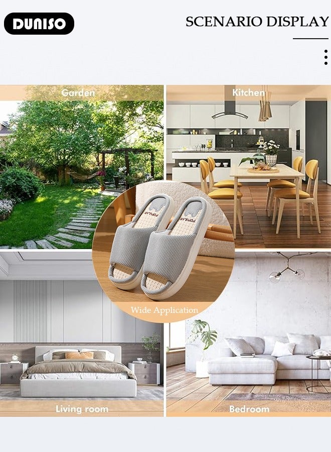 DUNISO نعال منزلية من الإسفنج الذكي، نعال منزلية لغرفة النوم بنعل سميك، نعال ناعمة غير قابلة للانزلاق للرجال والنساء، نعال حمام مفتوحة الأصابع، صنادل منزلية للاستخدام الداخلي والخارجي - Image 5