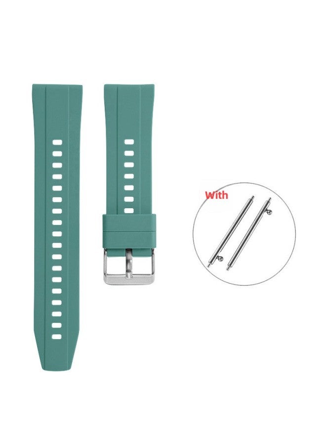 [ready Stock] Suitable For Huawei WatchGT4 Silicone Universal Watch Strap/gt2/gt3 With Quick Release Switch Earrings-Color:C9 Pine Needle Green-silver Buckle-Specifications:20MM  - Image 1