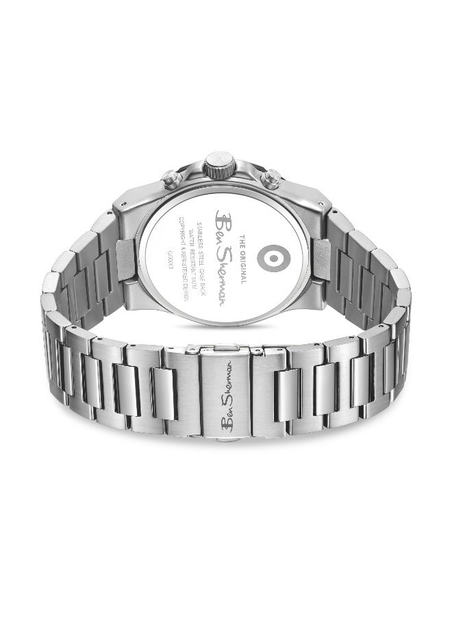 Ben Sherman Manchester  Black Dial Stainless Steel Bracelet Chronograph Watch for Men, 43mm - Image 3
