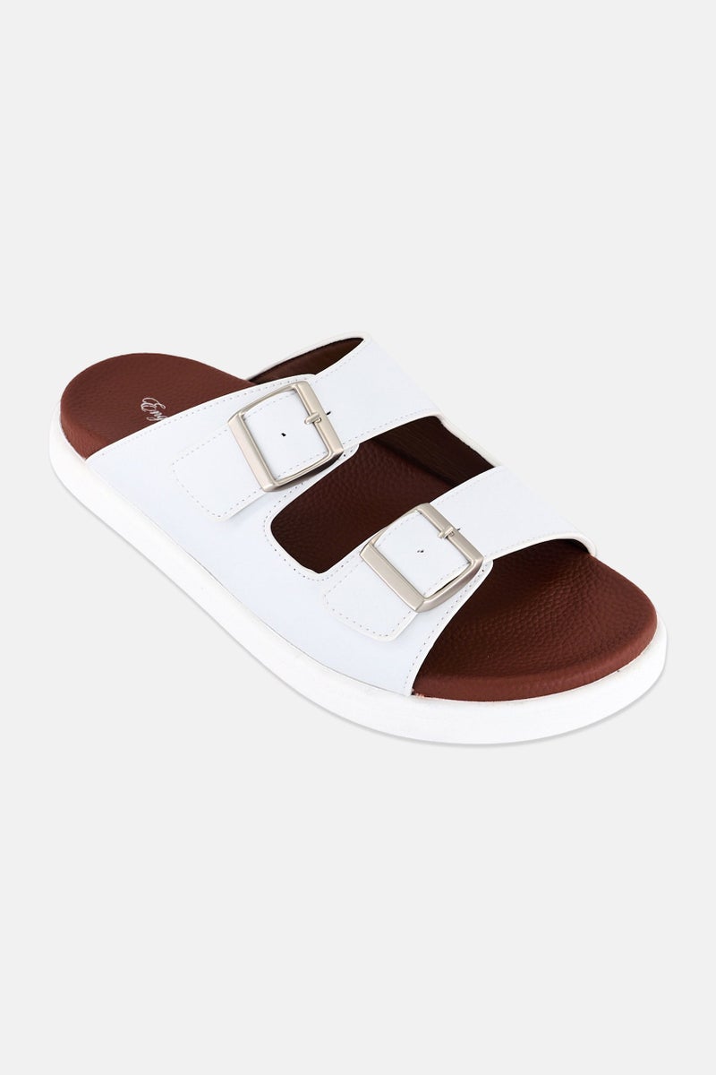 English Laundry Men Slip On Arabic Sandals, White - Image 1
