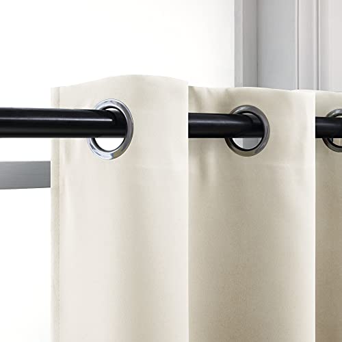 Pitalk 36 Inch Length Off White Ivory Dining Room Darkening Privacy Short Grommet Curtain Cafe Tiers Half Window for Small Kids Bedroom Kitchen Sunroom 34 Wide by 36 Inches Long Set 2 Panels Cream Beige - Image 2