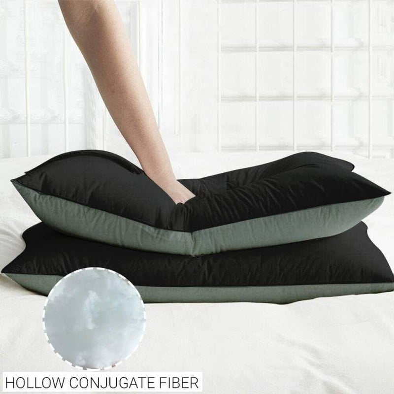 Texlux Microfiber Pillow Set of 2 for Sleeping 20 Inch X 36 Inch - Grey Black - Image 5