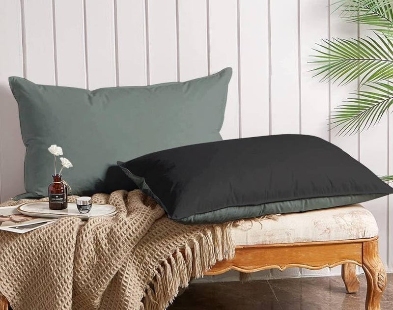 Texlux Microfiber Pillow Set of 2 for Sleeping 20 Inch X 36 Inch - Grey Black - Image 2
