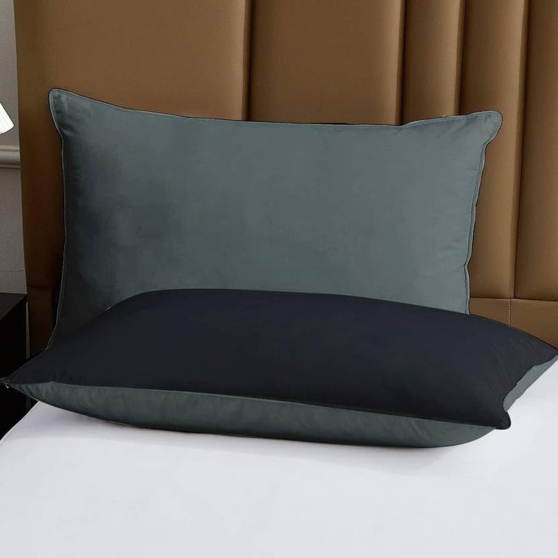 Texlux Microfiber Pillow Set of 2 for Sleeping 20 Inch X 36 Inch - Grey Black - Image 1