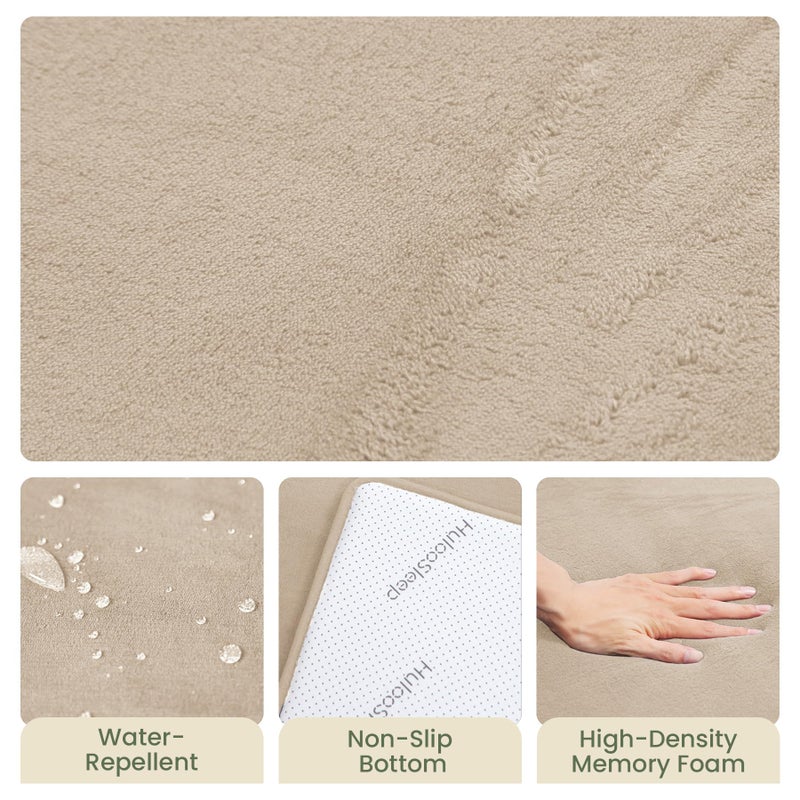 Huloo Sleep Baby Play Mat for Floor,1.3" Thick Elasti-Foam 50"Ã—50" Playpen Mat for Tummy Time,Water Repellent Soft Coral Velvet for Toddler,Infant,Kids,Non-Slip Backing Safe for Crawling(Beige) - Image 4