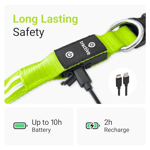 Tractive LED Light Up Dog Collar USB Rechargeable Waterproof (Green) - Image 5