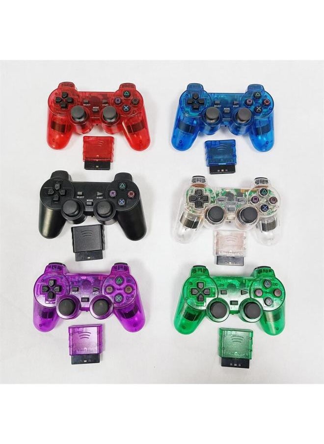 Generic Wireless P2 Game Controller Double Vibration Transparent Colorful Handle For PS2 Host ABS Material PS/2 Interface Gaming Accessory-Product Color:White Snow Spline  - Image 4