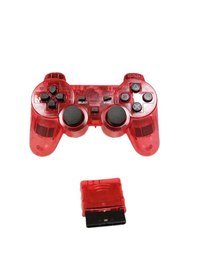 Generic Wireless P2 Game Controller Double Vibration Transparent Colorful Handle For PS2 Host ABS Material PS/2 Interface Gaming Accessory-Product Color:White Snow Spline  - Image 5