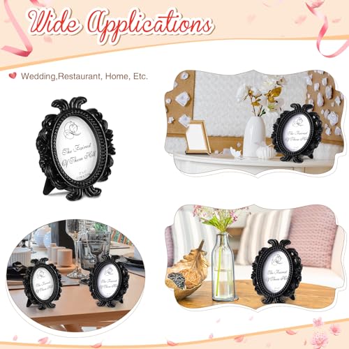 Vicenpal 20 Pieces Vintage Resin Picture Frames Antique Photo Frame Baroque Place Card Photo Holder Oval Mini Frame Table Top Display Christmas Holiday Decor(Black) - Image 5