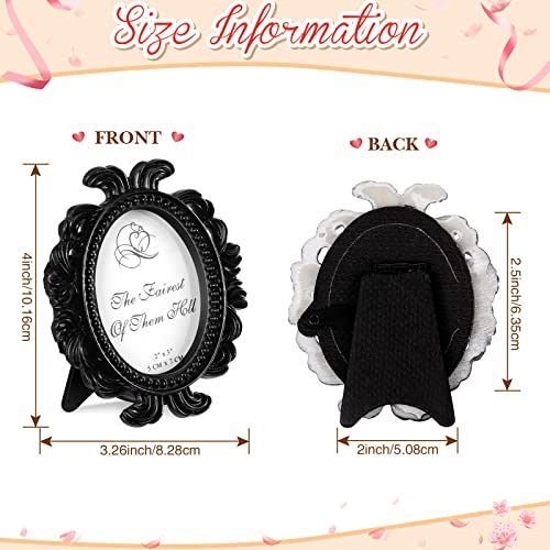 Vicenpal 20 Pieces Vintage Resin Picture Frames Antique Photo Frame Baroque Place Card Photo Holder Oval Mini Frame Table Top Display Christmas Holiday Decor(Black) - Image 3