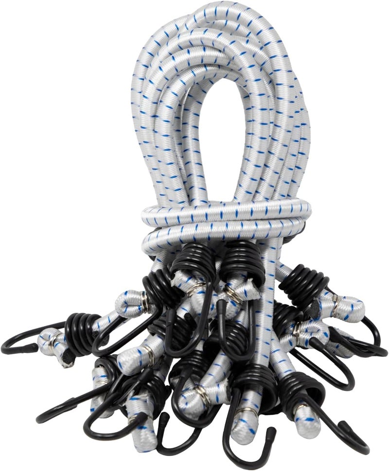Kotap VBC-24WHT حبال بنجي متينة متعددة الاستخدامات مع خطافات، 24 بوصة، أبيض (عبوة من 10) - Image 1