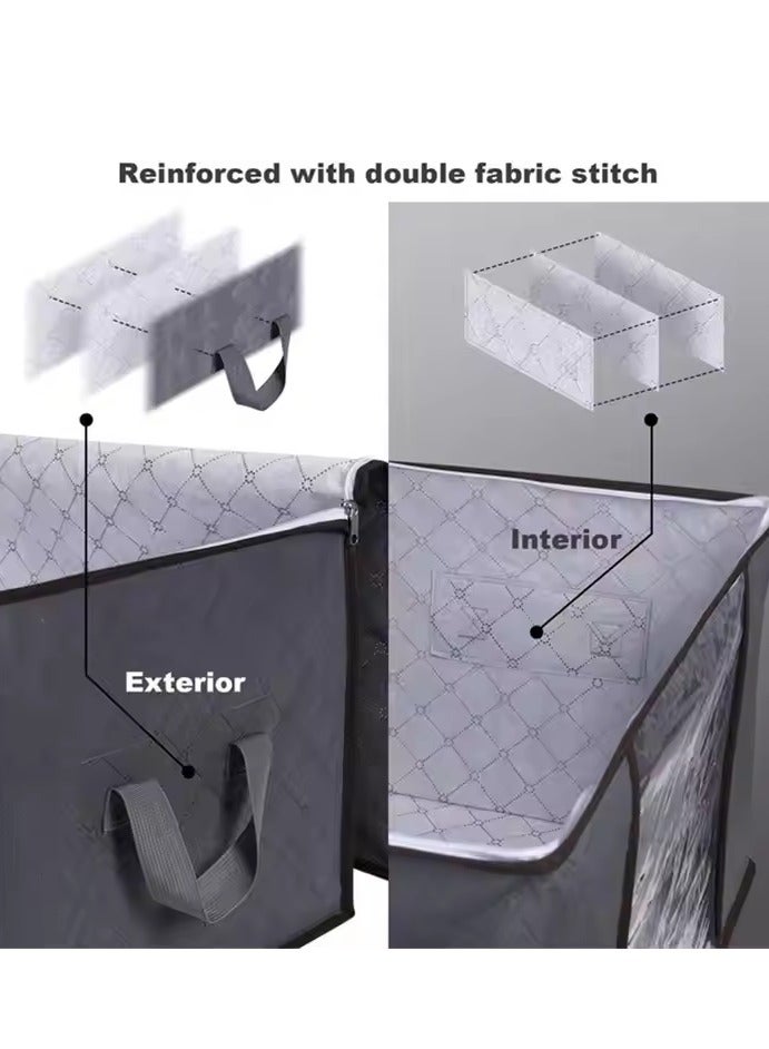 DUNISO 6 Pack Clothes Storage, Foldable Blanket Storage Bags, Storage Containers For Organizing Bedroom, Closet, Clothing, Comforter, Organization And Storage With Lids And Handle(Grey) - Image 4