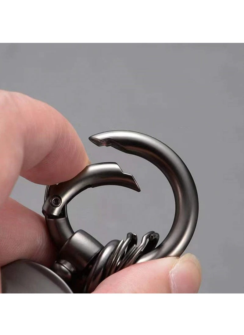 Nissan Premium Stylish Leather Strap Car Keychain with Retractable Metal Clip and Metal Ring - Black - NISSAN  - Image 5