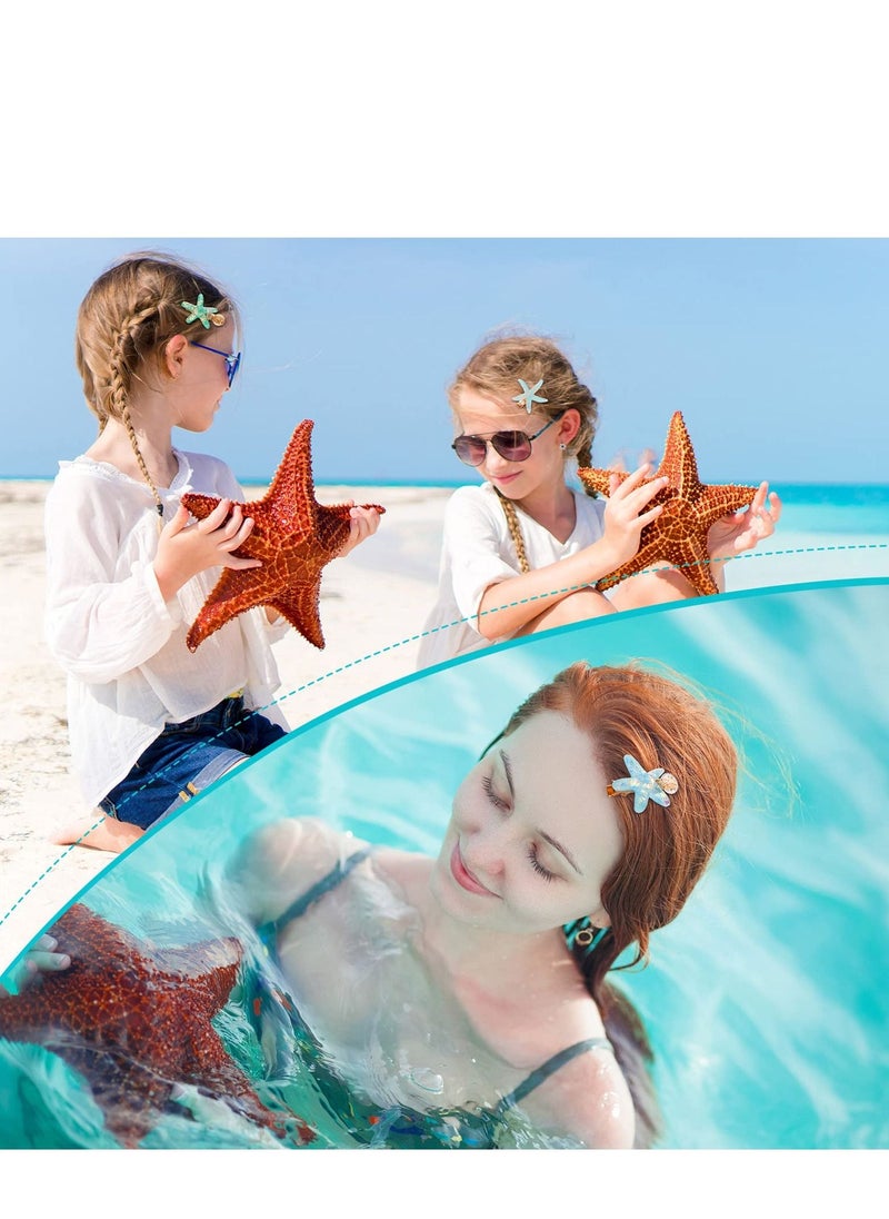 Excefore 6 Pcs Mermaid Costume Accessories Sea Star Starfish Hairbands Hair and Necklace Clip  - Image 4