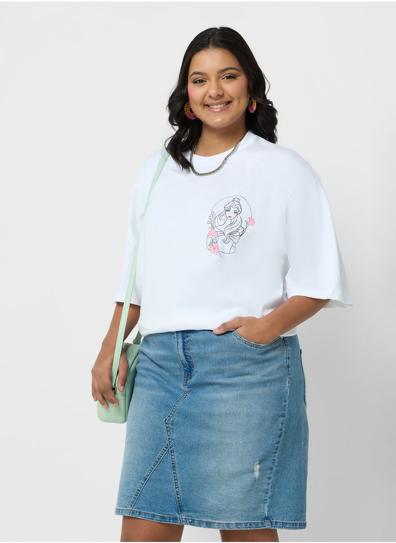Disney - Princess Plus Size Oversize Front & Back Print T-Shirt - Image 1