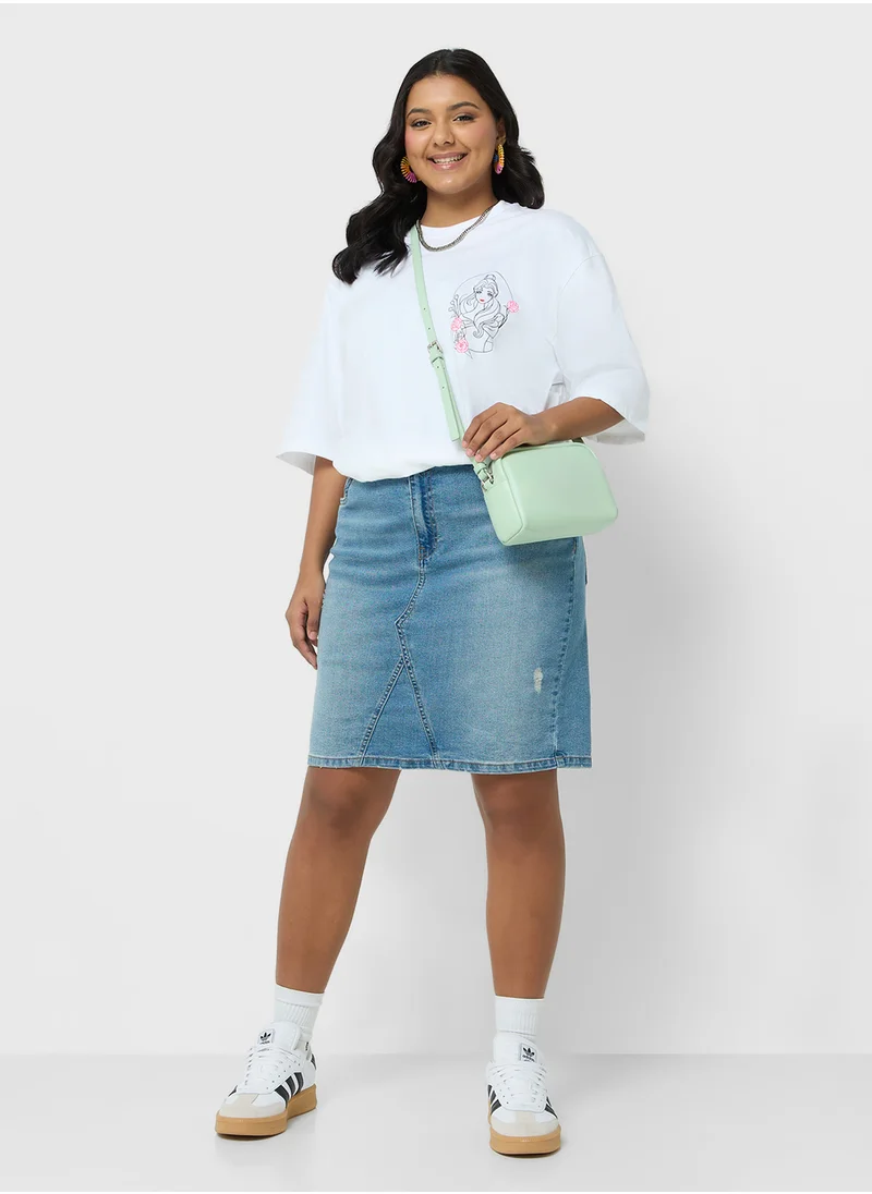 Disney Princess Plus Size Oversize Front & Back Print T-Shirt