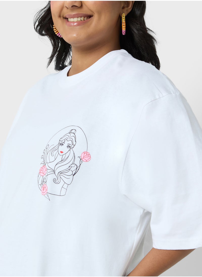 Disney - Princess Plus Size Oversize Front & Back Print T-Shirt - Image 1