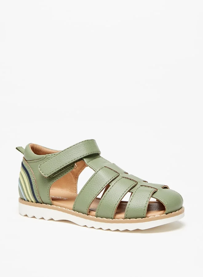 JUNIORS Boys Solid Sandals With Hook And Loop Closure